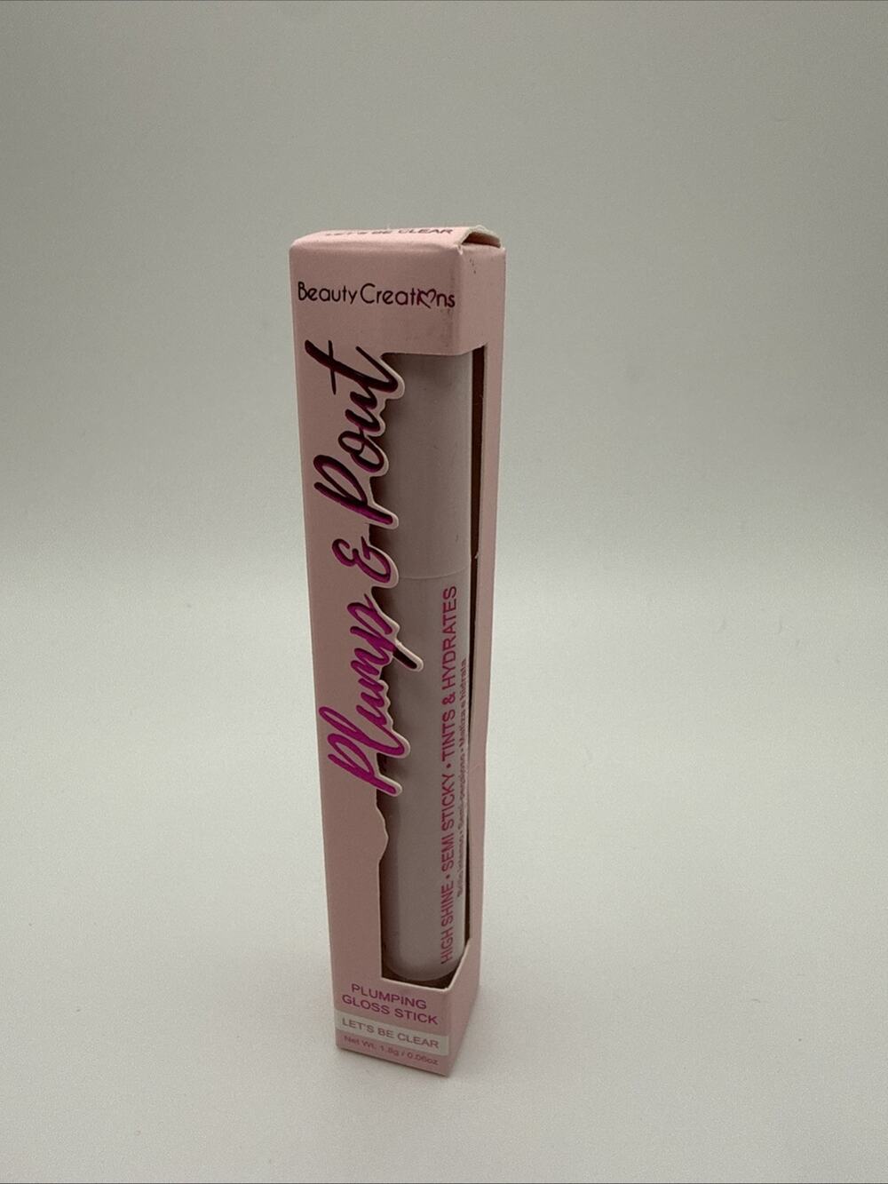 Beauty Creation Plump & Pout Plumping Gloss Stick LET’S BE CLEAR 0.06oz NIB